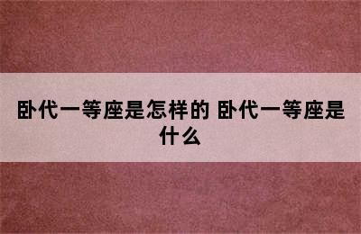 卧代一等座是怎样的 卧代一等座是什么